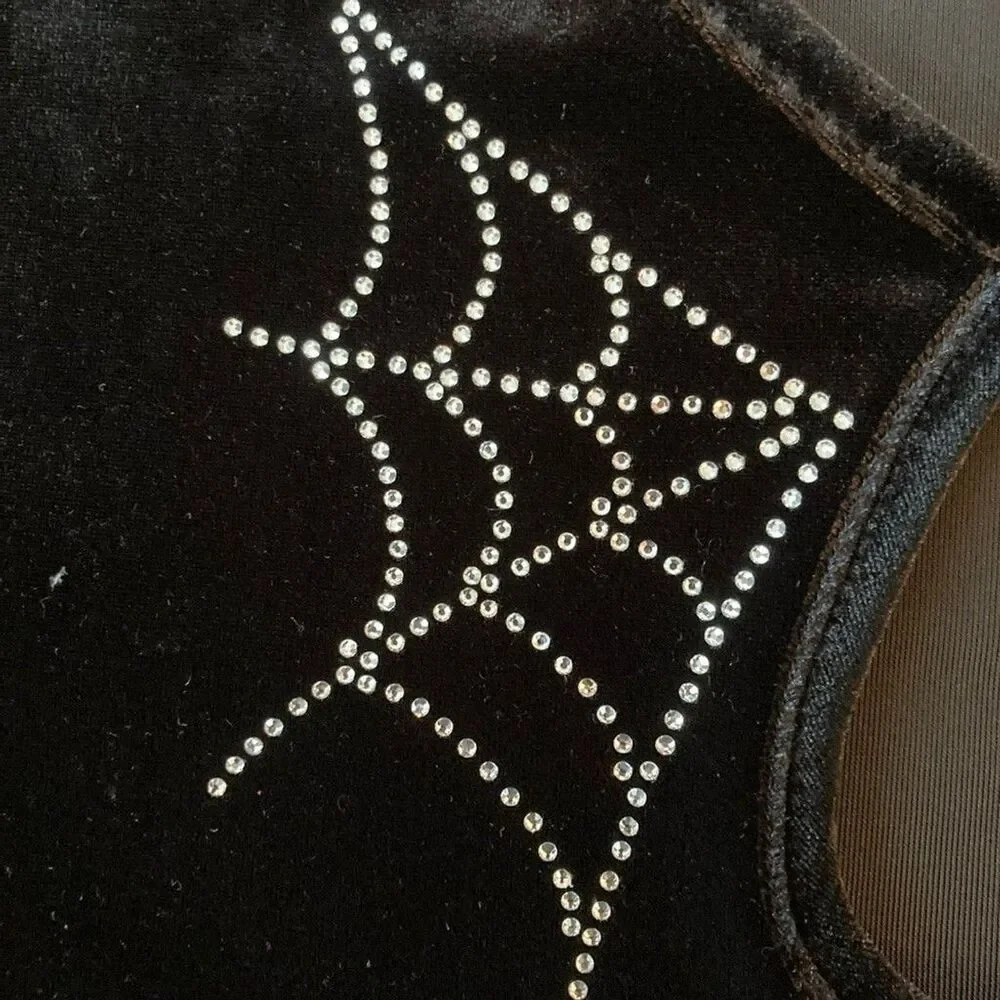 NWT Hell Bunny Black Velvet Spider Web shirt -S UK 10 - Picture 3 of 6